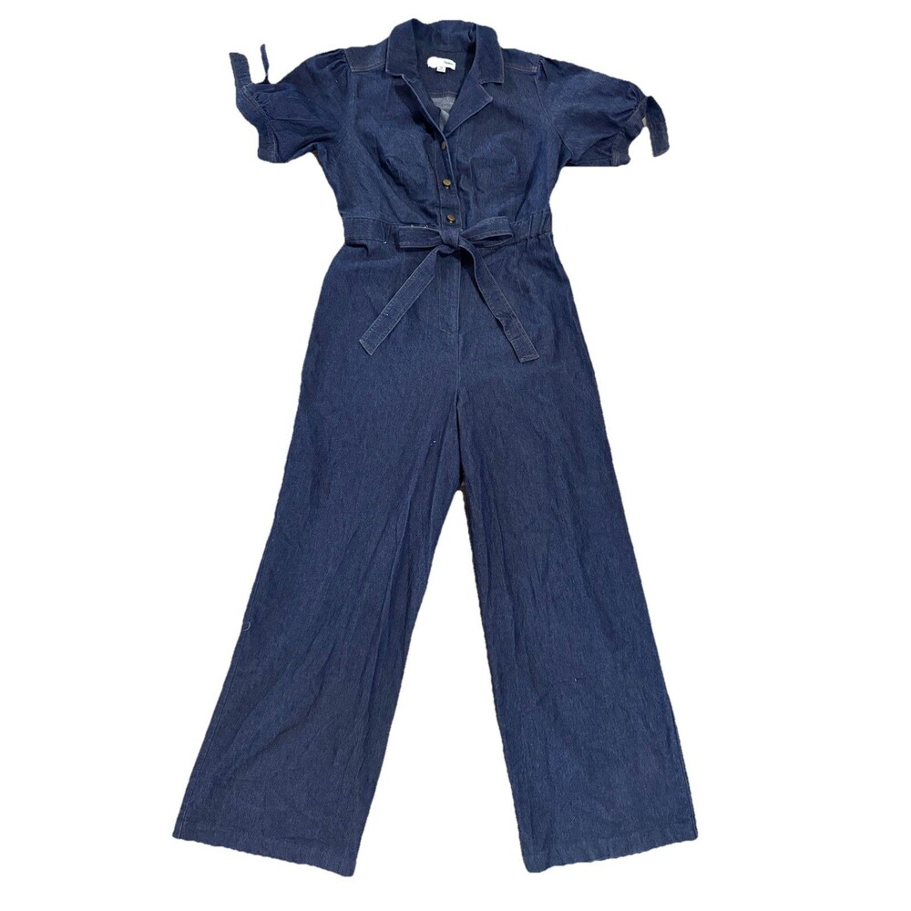 Shelby & Palmer Denim Short Sleeve Romper Wide Leg SZ 12